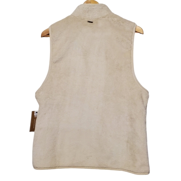 Volcom Fleece Vest Womens Size XS Beige Mock Neck Snap Button Outdoor Hiking - Picture 11 of 13